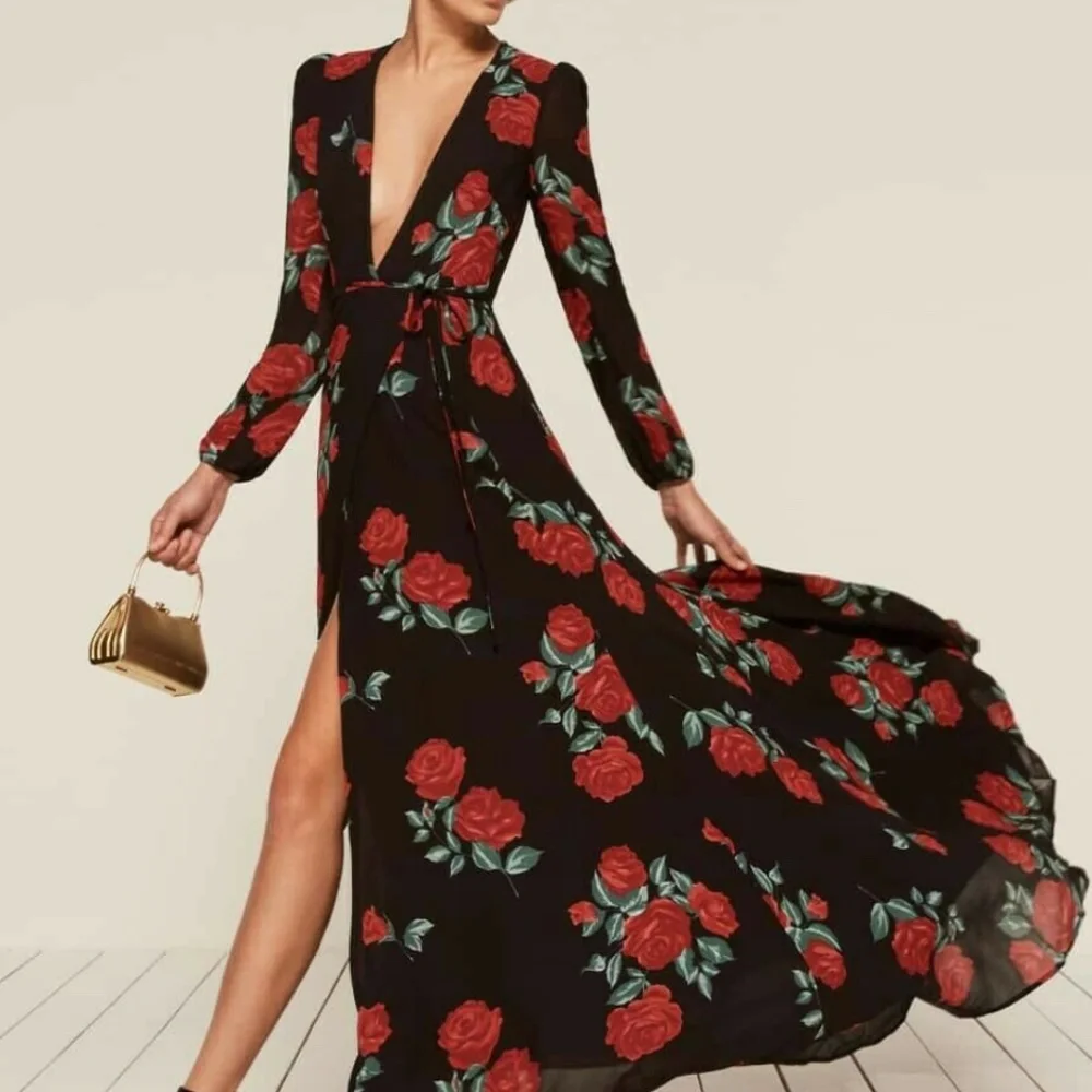 REFORMATION MILAN DRESS IN HERA ROSE CARNATION PRINT XS NWT - Picture 1 of 3